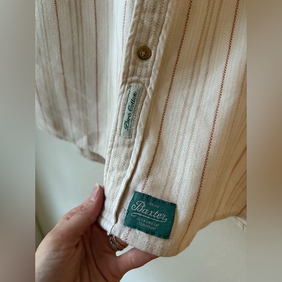 Baxter Brand Natural Clothing Co Cream Striped Button-Down Shirt | Size S - Picture 3 of 5